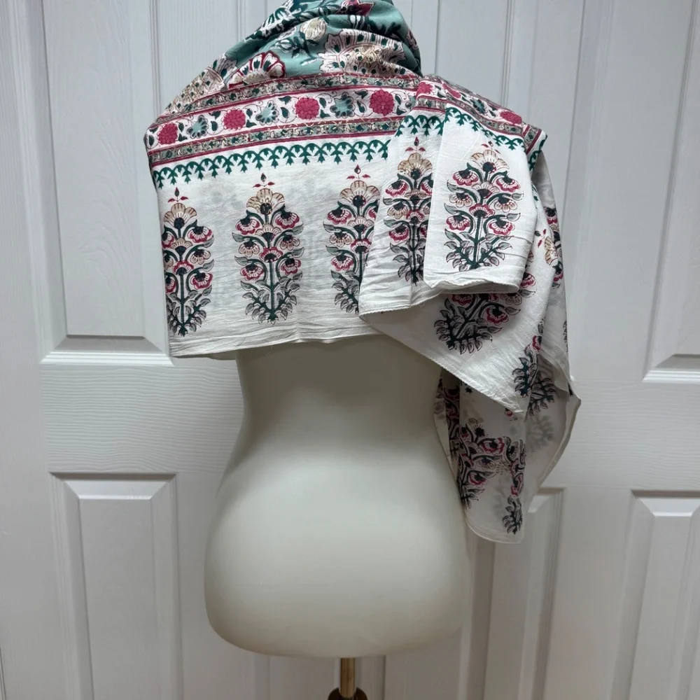Indian‎ Hand Block Printed Cotton Scarf Or Sarong - 75